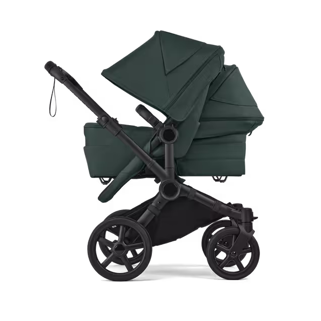 Bugaboo Donkey 6 double stroller black base, fern green fabrics, fern green sun canopy - Main Image Slide 3 of 9