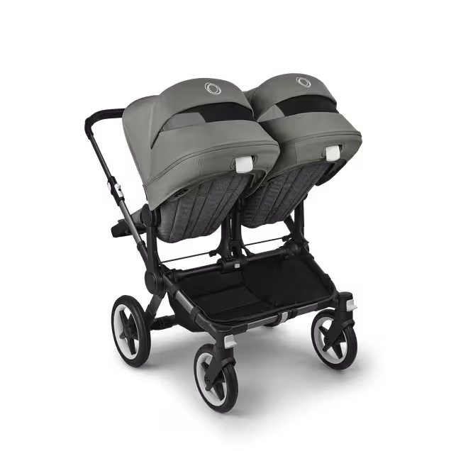 Bugaboo Donkey 5 twin stroller graphite base, grey mélange fabrics, forest green sun canopy - Main Image Slide 4 of 12