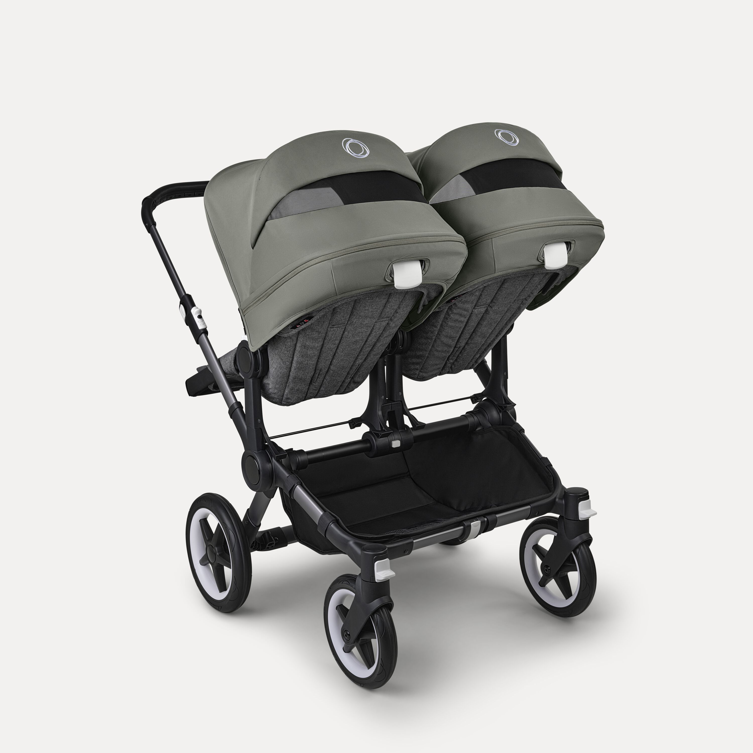Bugaboo Donkey 5 twin stroller graphite base, grey mélange fabrics, forest green sun canopy - Main Modal Image Slide 4 of 12