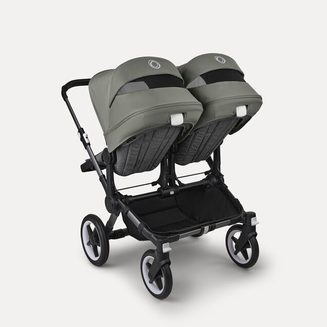 Bugaboo Donkey 5 twin stroller graphite base, grey mélange fabrics, forest green sun canopy - Main Image Slide 4 of 12
