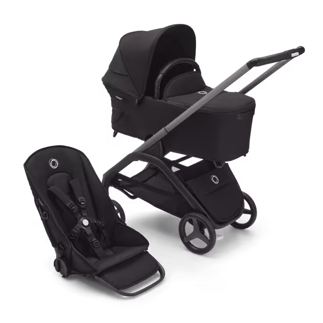 Bugaboo Dragonfly bassinet and seat stroller with graphite chassis, midnight black fabrics and midnight black sun canopy. - Main Image Slide 1 of 16