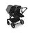 Bugaboo Donkey 5 twin stroller black base, midnight black fabrics, grey mélange sun canopy - Thumbnail Slide 3 of 12
