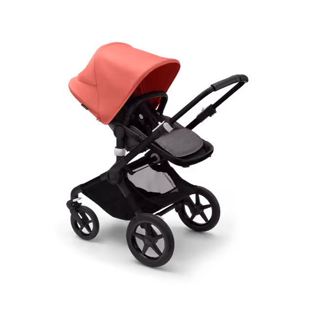 Bugaboo Fox 3 seat stroller with black frame, grey melange fabrics, and red sun canopy. - Main Image Slide 7 of 7