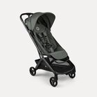Bugaboo Butterfly 2 ultra-compact travel pushchair with black chassis, Forest Green fabrics, and Forest Green sun canopy.
