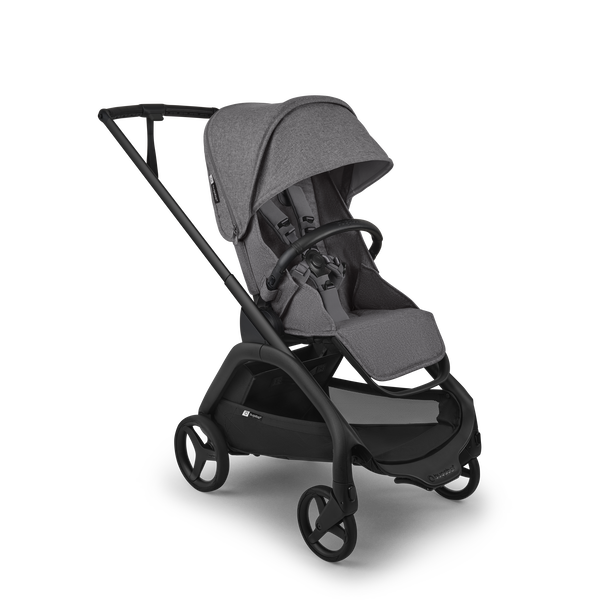 Bugaboo Dragonfly Plus seat stroller black base, grey melange fabrics, grey melange sun canopy