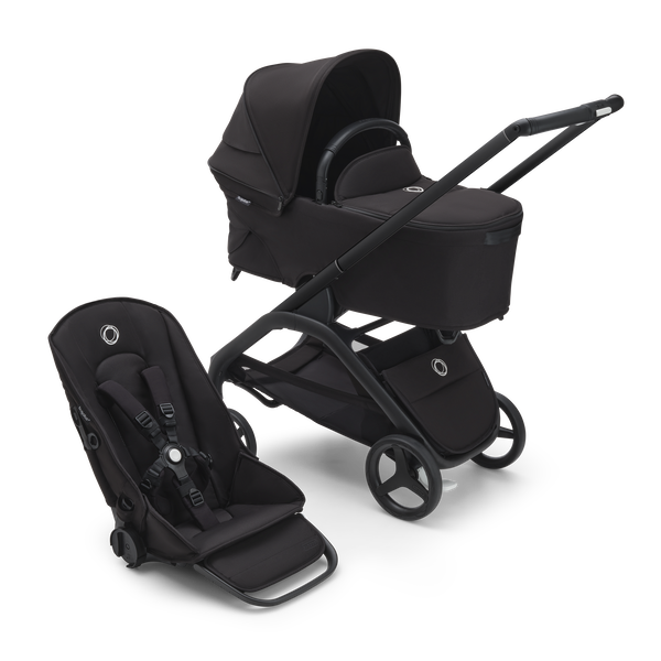 Bugaboo Dragonfly 2-in-1 pushchair black base, midnight black fabrics, midnight black sun canopy