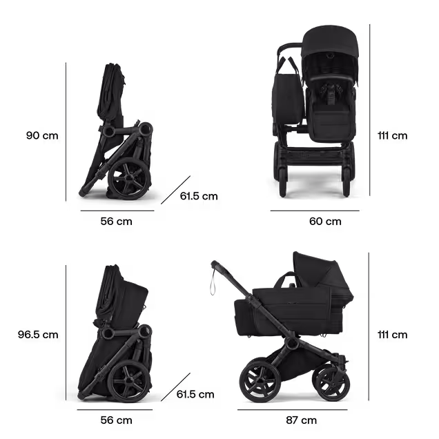 Bugaboo Donkey 6 2-in-1  pushchair black base, deep indigo fabrics, deep indigo sun canopy - Main Image Slide 9 of 10