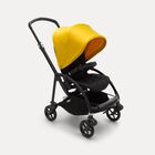 Bugaboo Bee 6 seat pushchair lemon yellow sun canopy, black fabrics, black base