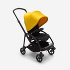 Bugaboo Bee 6 seat pushchair lemon yellow sun canopy, black fabrics, black base