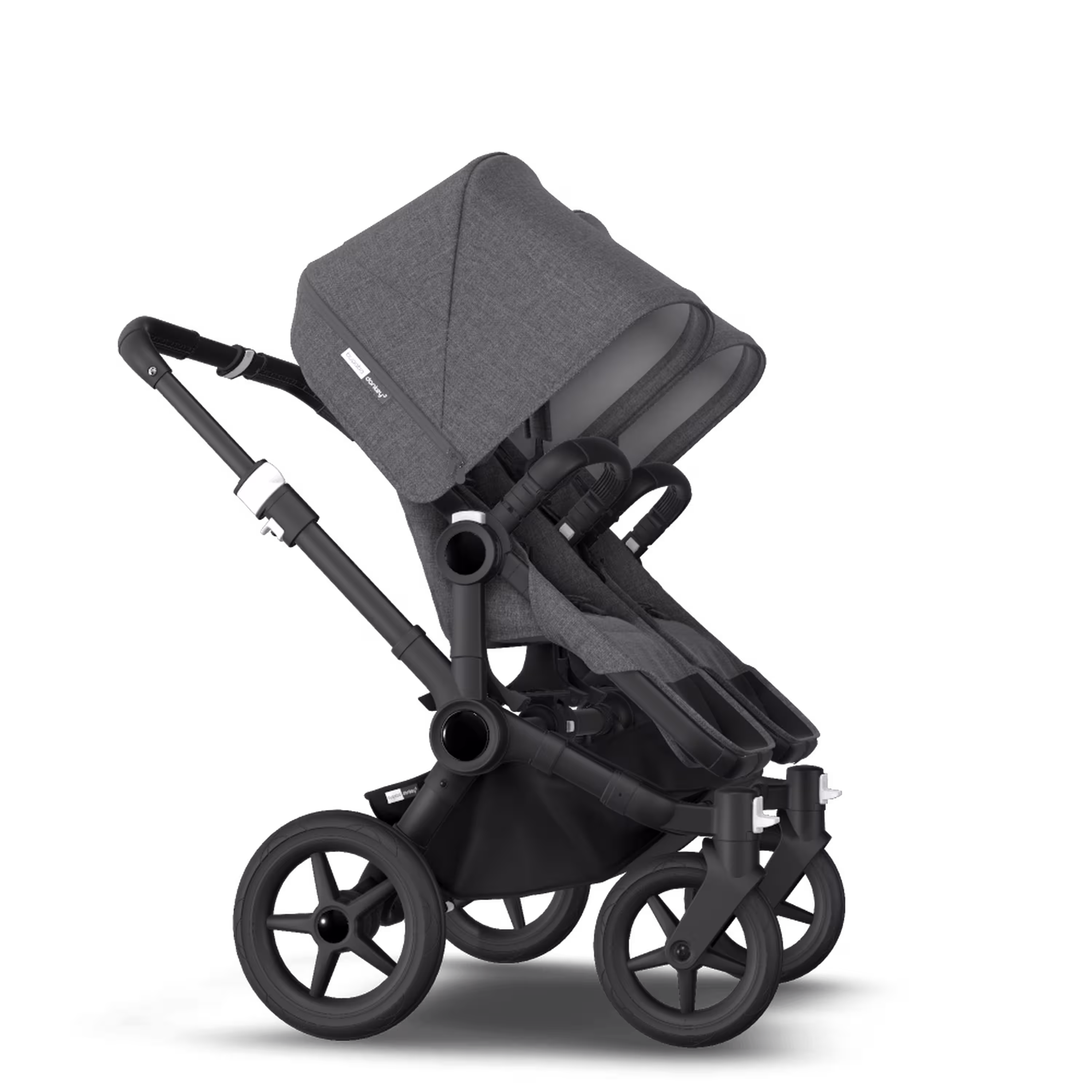 Bugaboo Donkey 3 Twin travel system grey melange sun canopy, grey melange fabrics, black base - Main Modal Image Slide 15 of 18