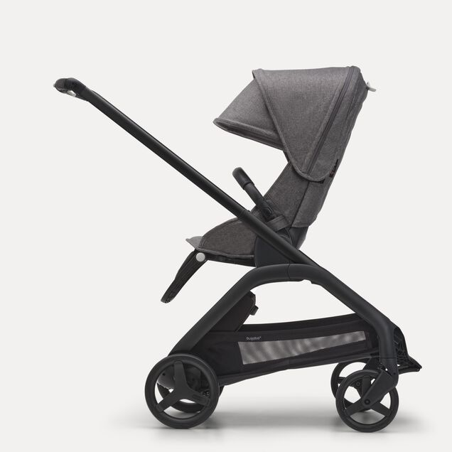 Refurbished Bugaboo Dragonfly bassinet and seat stroller black base, grey melange fabrics, grey melange sun canopy - Main Image Slide 2 of 14