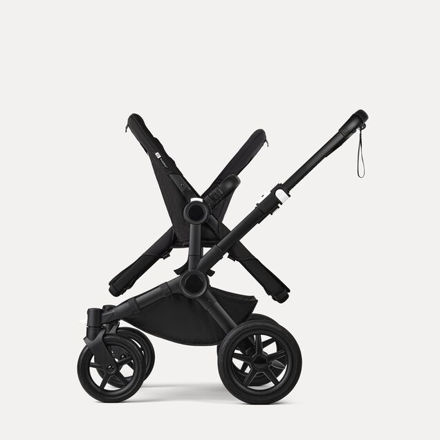 Bugaboo Donkey 5 twin stroller graphite base, midnight black fabrics, animal explorer pink/red sun canopy - Main Image Slide 9 of 12