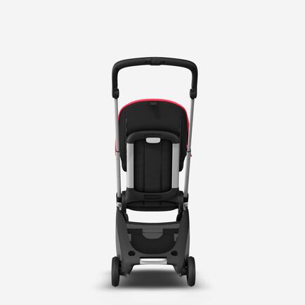 Bugaboo Ant seat pushchair neon red sun canopy, black fabrics, aluminium base