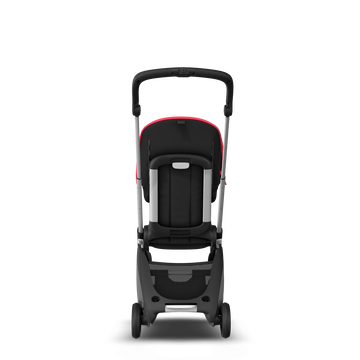 Bugaboo Ant seat stroller neon red sun canopy, black fabrics, aluminium base