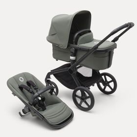 Bugaboo Fox 5 2-in-1 stroller black base, forest green fabrics, forest green sun canopy