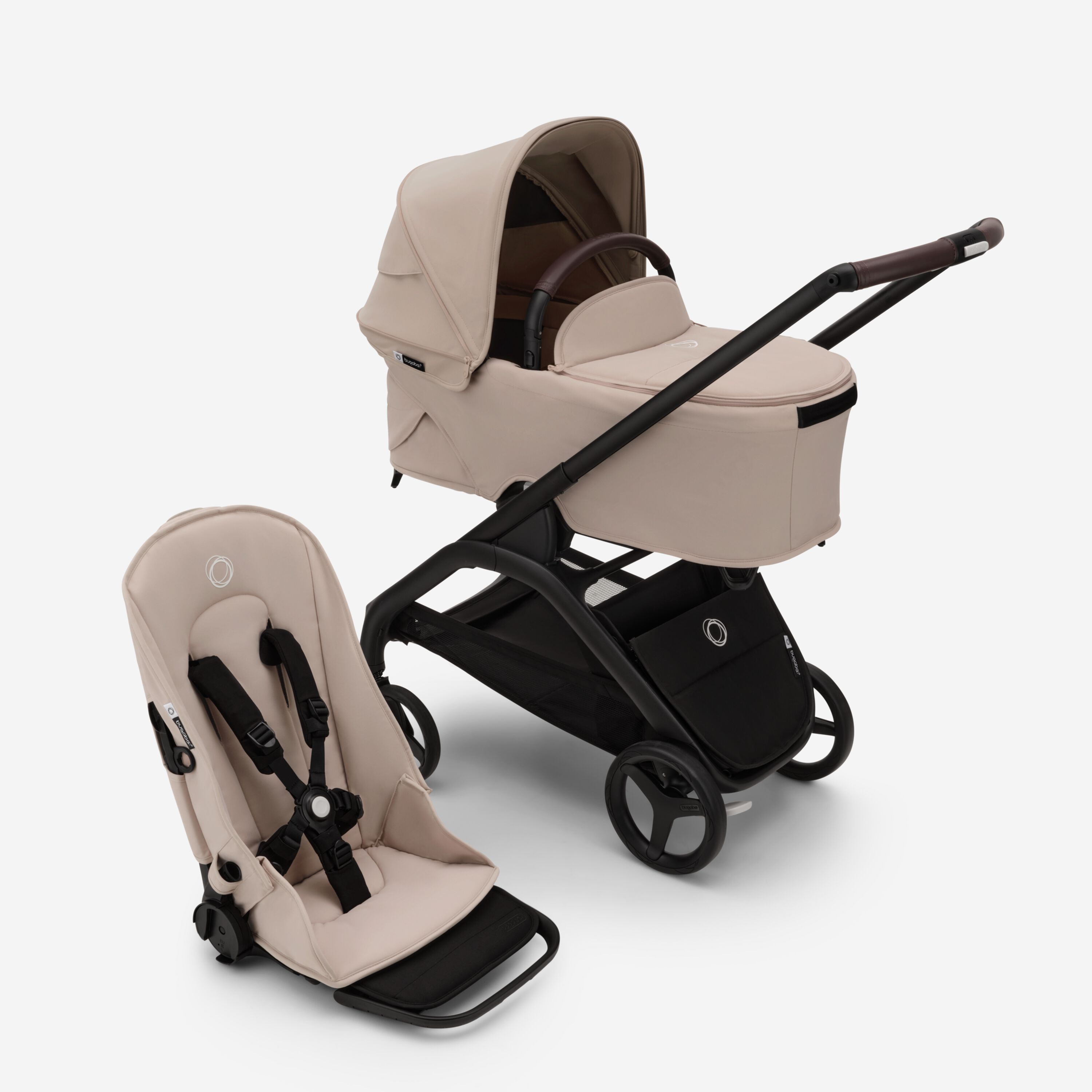 Bugaboo Dragonfly 2-in-1 pushchair black base, desert taupe fabrics, desert taupe sun canopy - Main Modal Image Slide 1 of 16