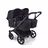 Bugaboo Donkey 6 twin stroller black base, deep indigo fabrics, deep indigo sun canopy  - Thumbnail Slide 1 of 8