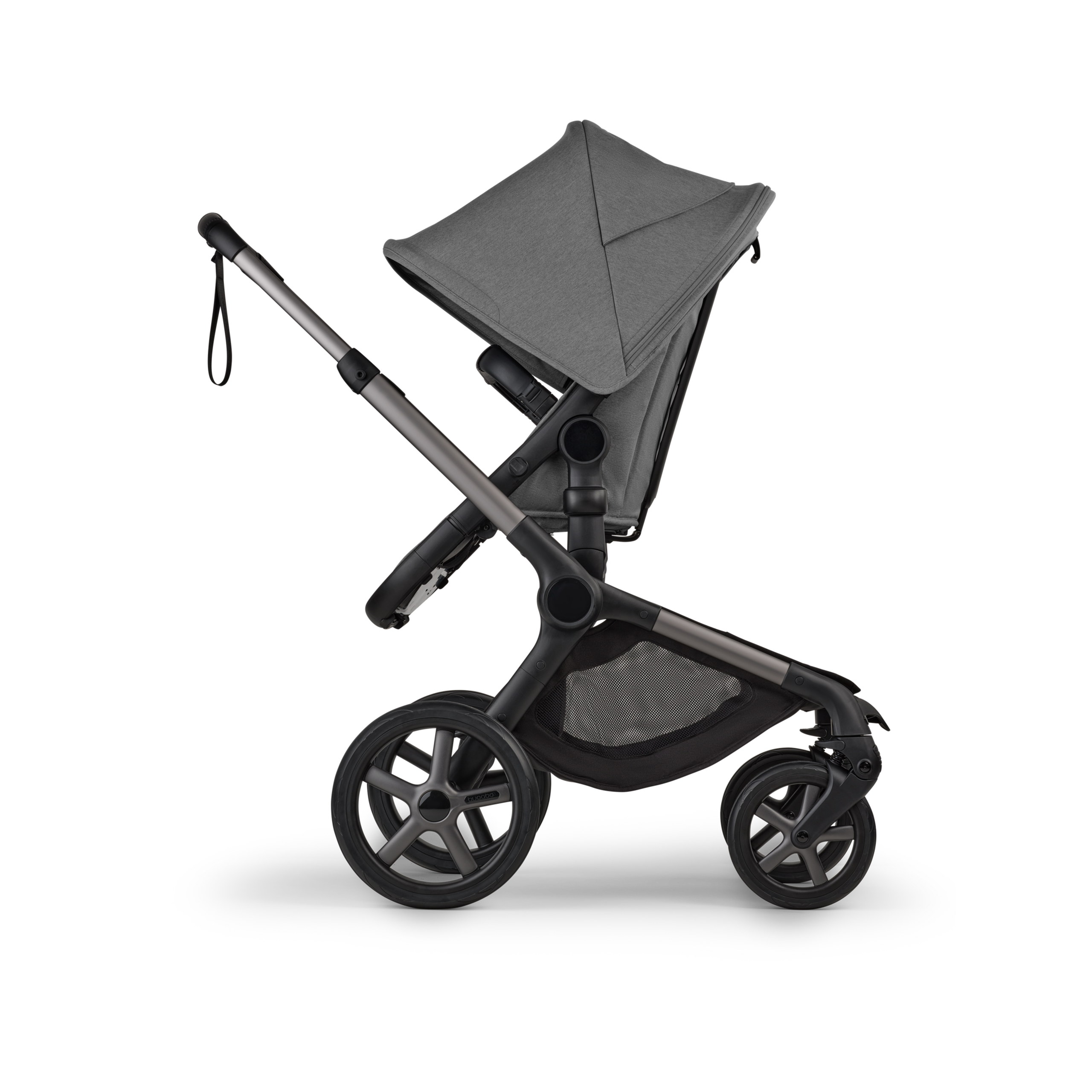 Passeggino Bugaboo Fox 5 Renew con seduta, con telaio graphite, tessuti Moon Grey e cappottina Moon Grey. - Thumbnail Slide 3 of 12