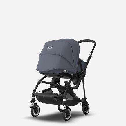 Bugaboo Bee 5 seat and bassinet stroller steel blue sun canopy, steel blue fabrics, black base