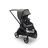 Bugaboo Dragonfly seat stroller with black chassis, grey melange fabrics and forest green sun canopy. - Thumbnail Slide 1 of 16