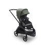Bugaboo Dragonfly seat stroller with black chassis, grey melange fabrics and forest green sun canopy. - Thumbnail Slide 1 of 18
