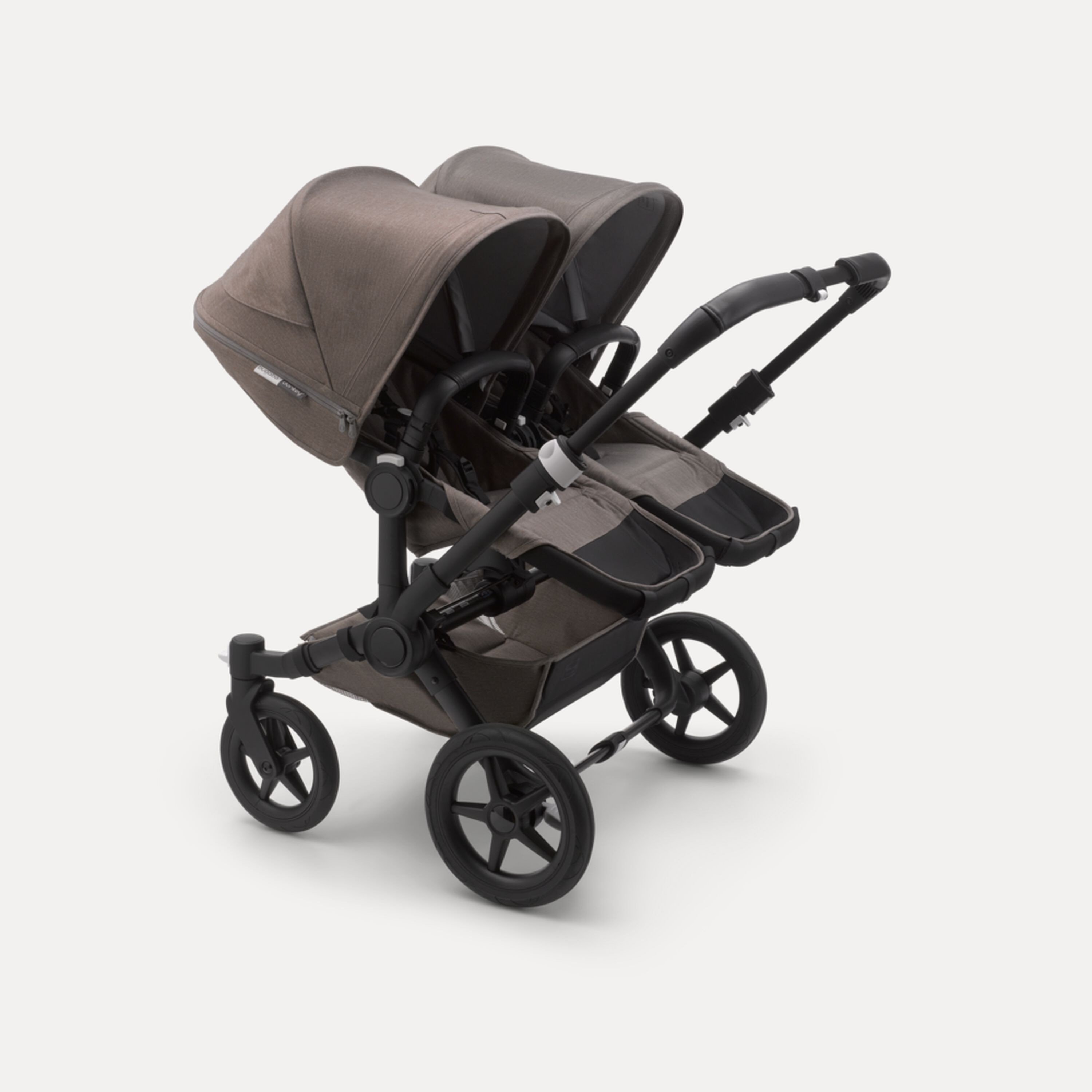Bugaboo Donkey 3 Twin seat and carrycot pushchair mineral taupe melange sun canopy, mineral taupe melange fabrics, black base - Main Modal Image Slide 2 of 3