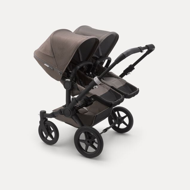 Bugaboo Donkey 3 Twin seat and carrycot pushchair mineral taupe melange sun canopy, mineral taupe melange fabrics, black base - Main Image Slide 2 of 3