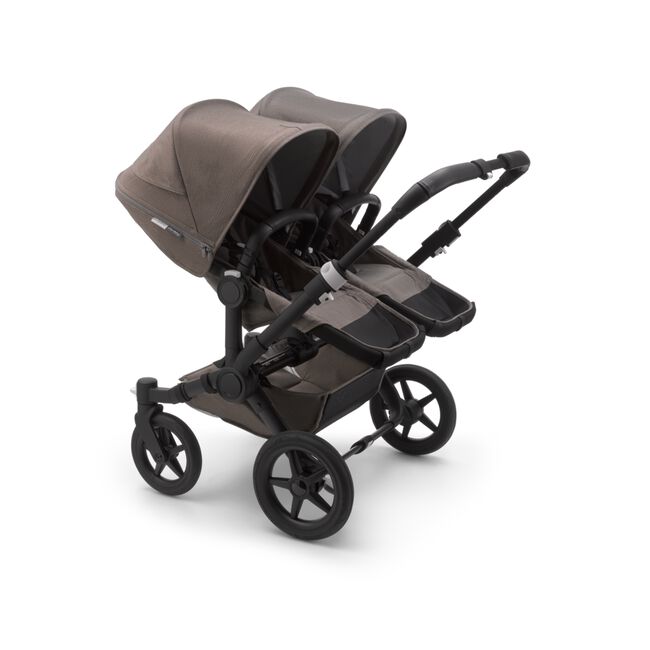 Bugaboo Donkey 3 Twin seat and carrycot pushchair mineral taupe melange sun canopy, mineral taupe melange fabrics, black base - Main Image Slide 2 of 3