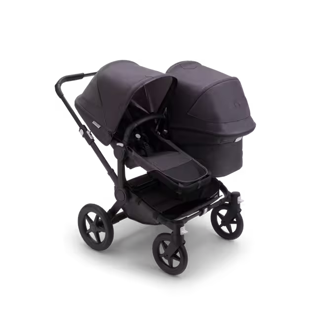 Bugaboo Donkey 5 Duo double stroller black base, mineral washed black fabrics, mineral washed black sun canopy - Main Image Slide 1 of 10