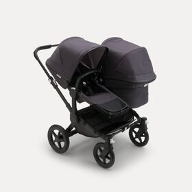 Bugaboo Donkey 5 Duo double stroller black base, mineral washed black fabrics, mineral washed black sun canopy