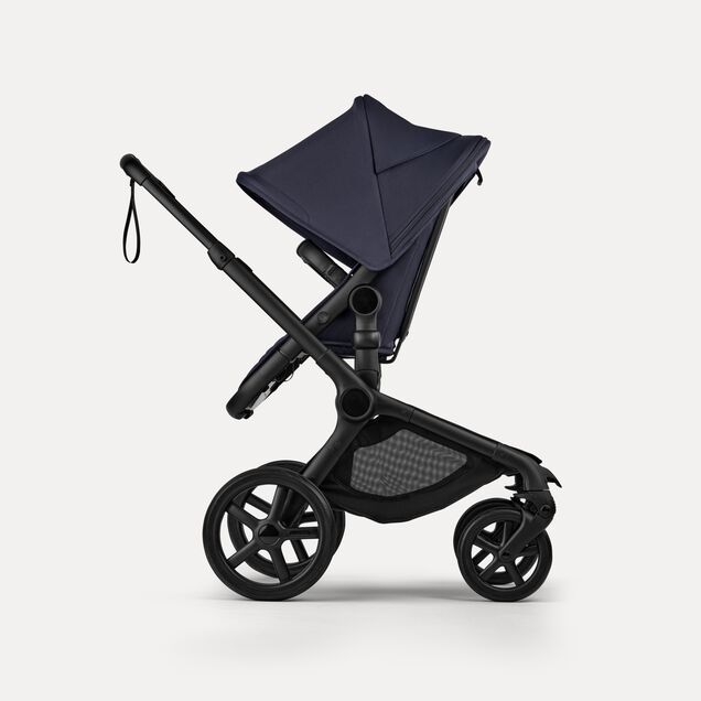Bugaboo Fox 5 Renew seat stroller, with black chassis, Deep Indigo fabrics, and Deep Indigo sun canopy. - Main Image Slide 3 of 12