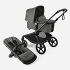 Bugaboo Kangaroo 2-in-1 pram black base, moon grey fabrics, moon grey sun canopy