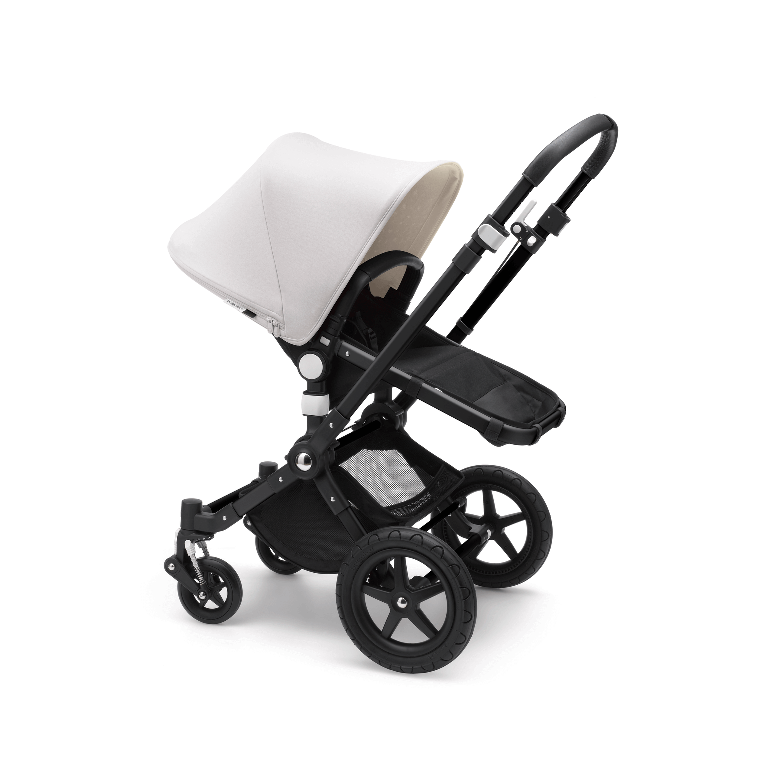 Bugaboo Cameleon 3 Plus bassinet and seat stroller fresh white sun canopy, black fabrics, black base and grey melangeblack winter accessories - Thumbnail Slide 3 of 8