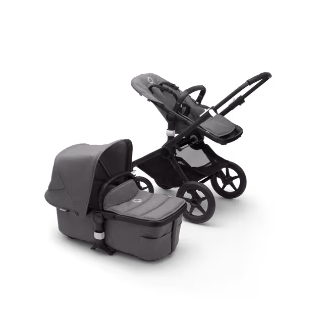 Fox 2 Seat and Bassinet Stroller Grey Melange sun canopy, Grey Melange style set, Black chassis - Main Image Slide 5 of 6