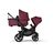 Bugaboo Kangaroo 2-in-1 tandem stroller with one bassinet above and one seat below, with Dark Cherry fabrics and Dark Cherry sun canopies. - Thumbnail Slide 2 of 18