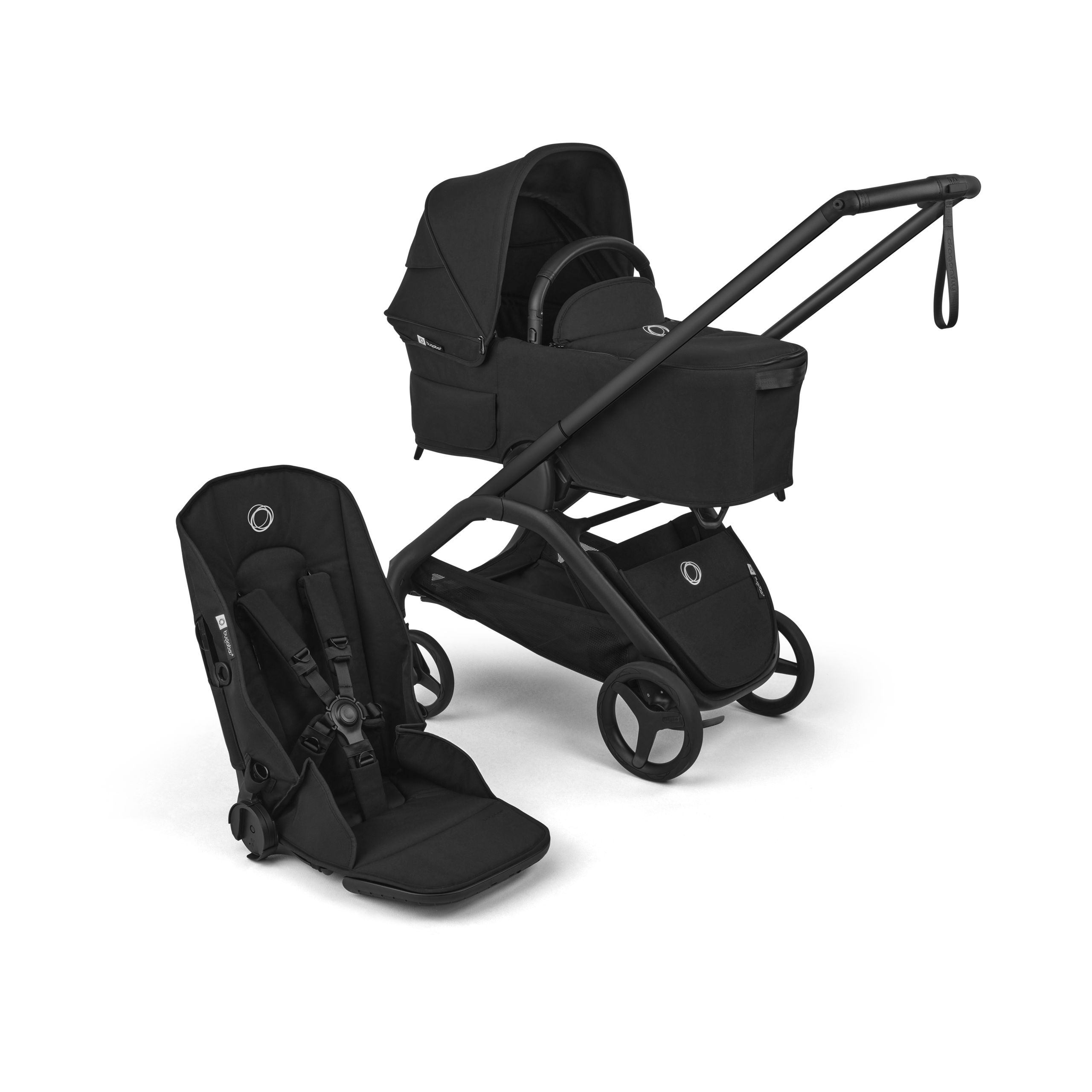 Bugaboo Dragonfly Plus 2-in-1 stroller black base, heritage black fabrics, heritage black sun canopy - Thumbnail Slide 1 of 11