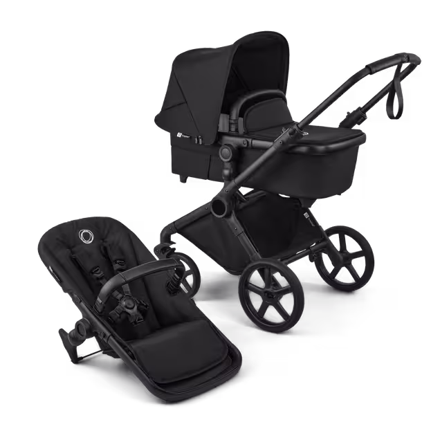 Bugaboo Cub 2-in-1 pram black base, heritage black fabrics, heritage black sun canopy - Main Image Slide 1 of 11