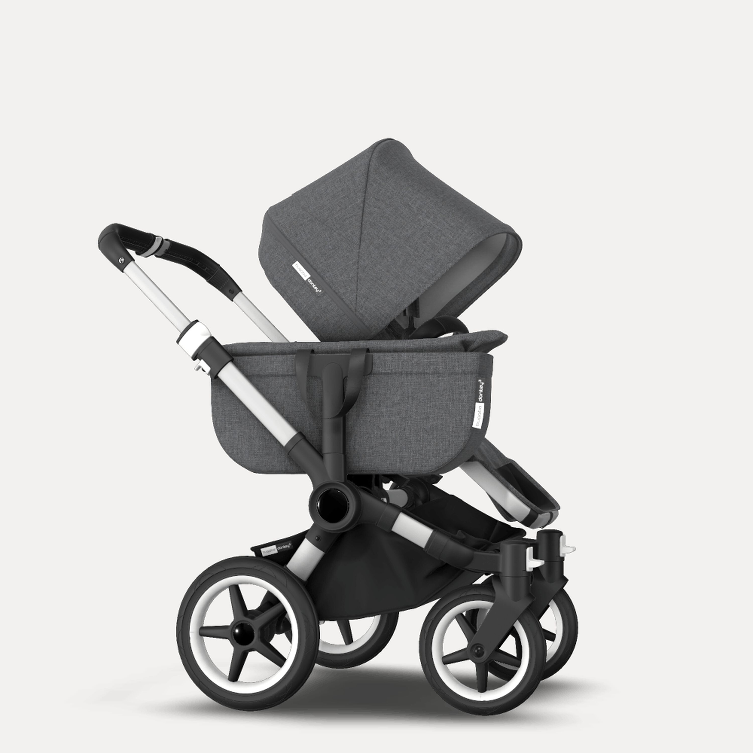 Bugaboo Donkey 3 Mono travel system grey melange sun canopy, grey melange fabrics, aluminium base - Main Modal Image Slide 9 of 18