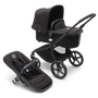 Bugaboo Fox 5 bassinet and seat pram with black chassis, midnight black fabrics and midnight black sun canopy. - Thumbnail Slide 1 of 14