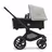 Side view of the Bugaboo Fox 5 bassinet stroller with black chassis, midnight black fabrics and misty white sun canopy. - Thumbnail Slide 2 of 12