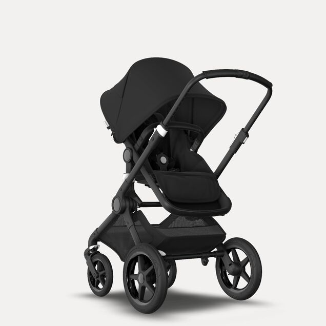 Bugaboo Fox 2 Seat and Bassinet Stroller black sun canopy, black style set, black chassis - Main Image Slide 2 of 6