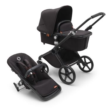 Bugaboo Fox Cub 2-in-1 stroller black base, midnight black fabrics, midnight black sun canopy