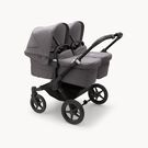 Bugaboo Donkey 5 twin stroller black base, grey mélange fabrics, grey mélange sun canopy