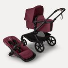 Bugaboo Kangaroo 2-in-1 stroller with one bassinet, Desert Taupe fabrics, and Desert Taupe sun canopy. A detached seat in Desert Taupe sits next to the stroller.