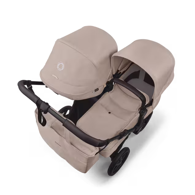 Bugaboo Donkey 6 double stroller black base, desert taupe melange fabrics, desert taupe melange sun canopy - Main Image Slide 4 of 10