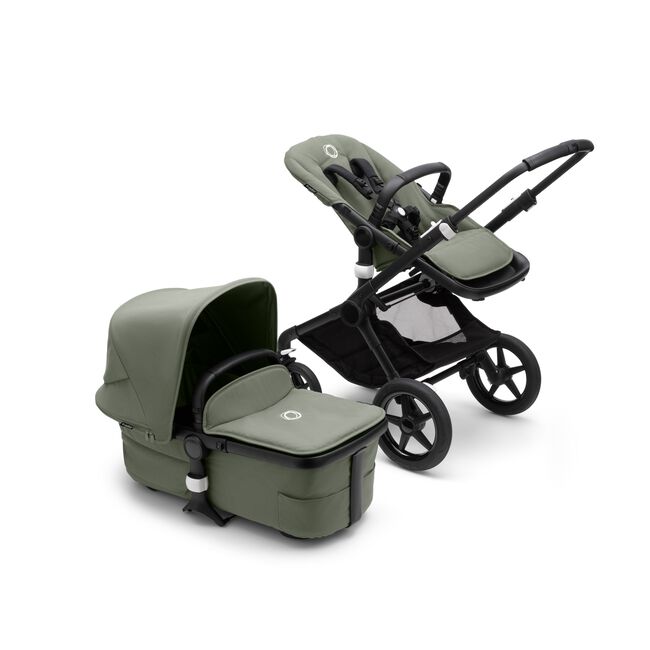 Bugaboo Fox 3 bassinet and seat stroller black base, forest green fabrics, forest green sun canopy - Main Image Slide 5 of 9
