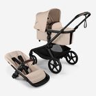 Bugaboo Kangaroo 2-in-1 pram black base, desert taupe fabrics, desert taupe sun canopy