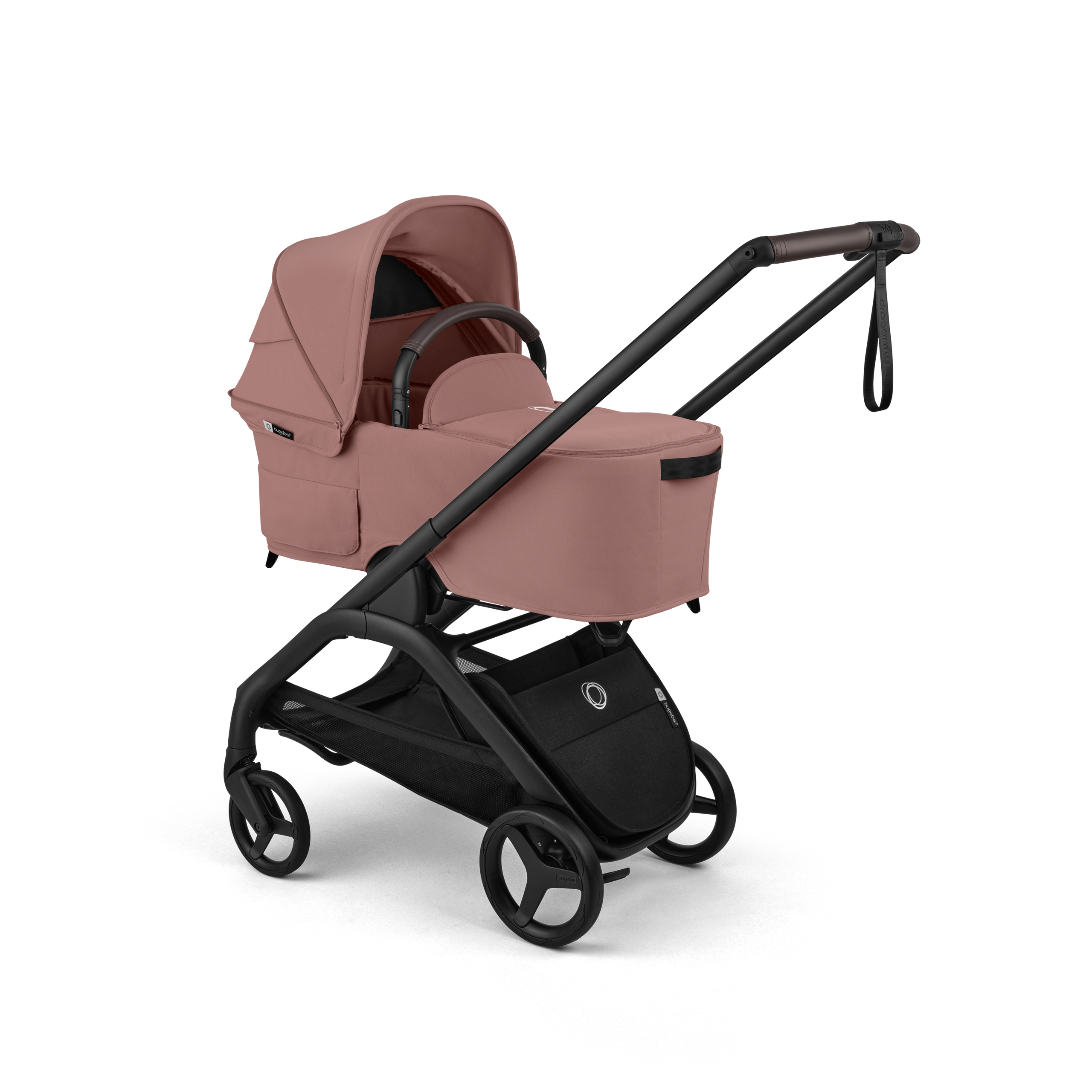 Bugaboo Dragonfly Plus 2-in-1 pram black base, dusty pink fabrics, dusty pink sun canopy  - Thumbnail Slide 2 of 11
