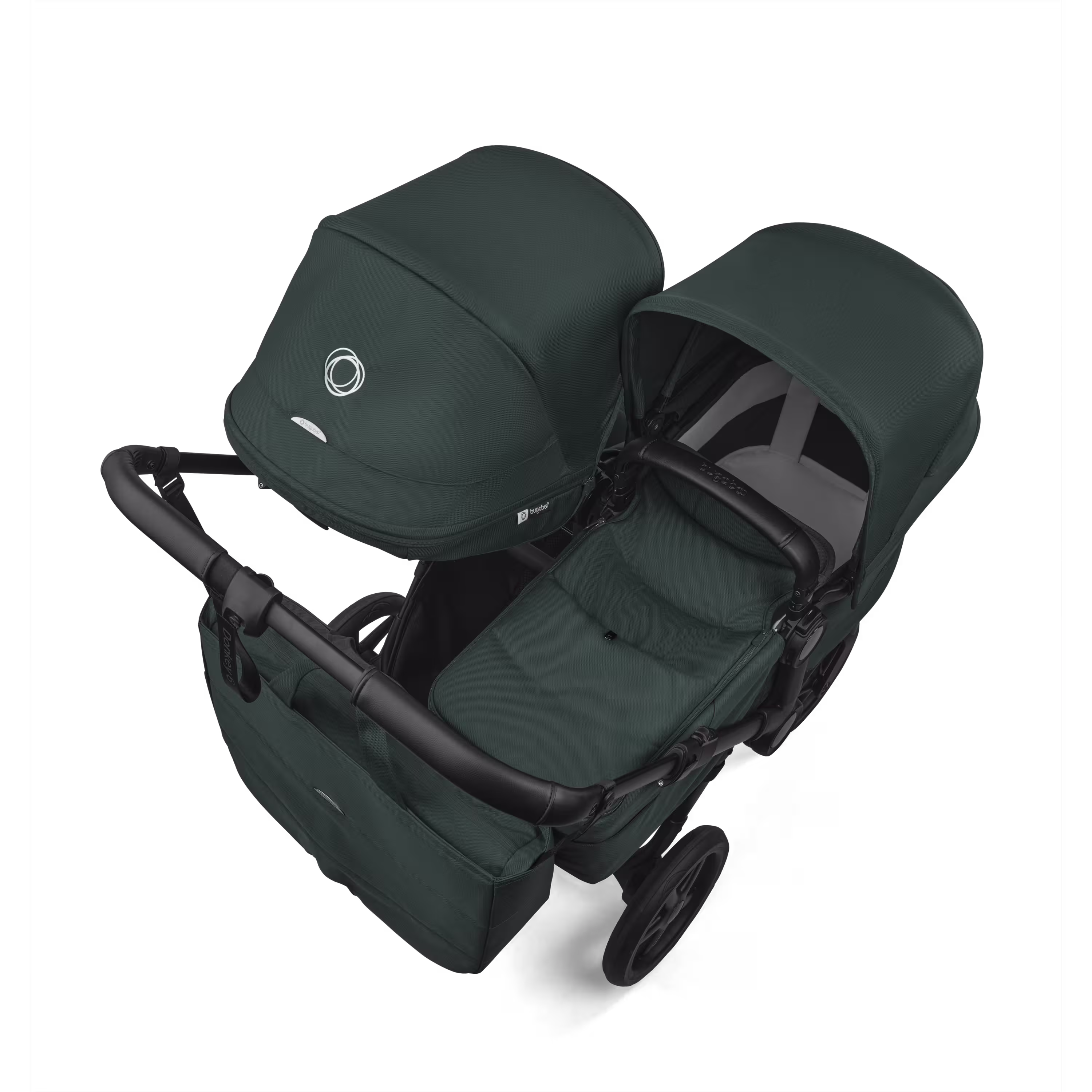 Bugaboo Donkey 6 double pushchair black base, fern green fabrics, fern green sun canopy - Main Modal Image Slide 4 of 10