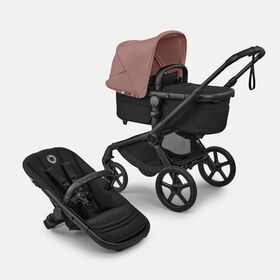 Bugaboo Fox 5 Renew 2-in-1 stroller black base, heritage black fabrics, dusty pink sun canopy